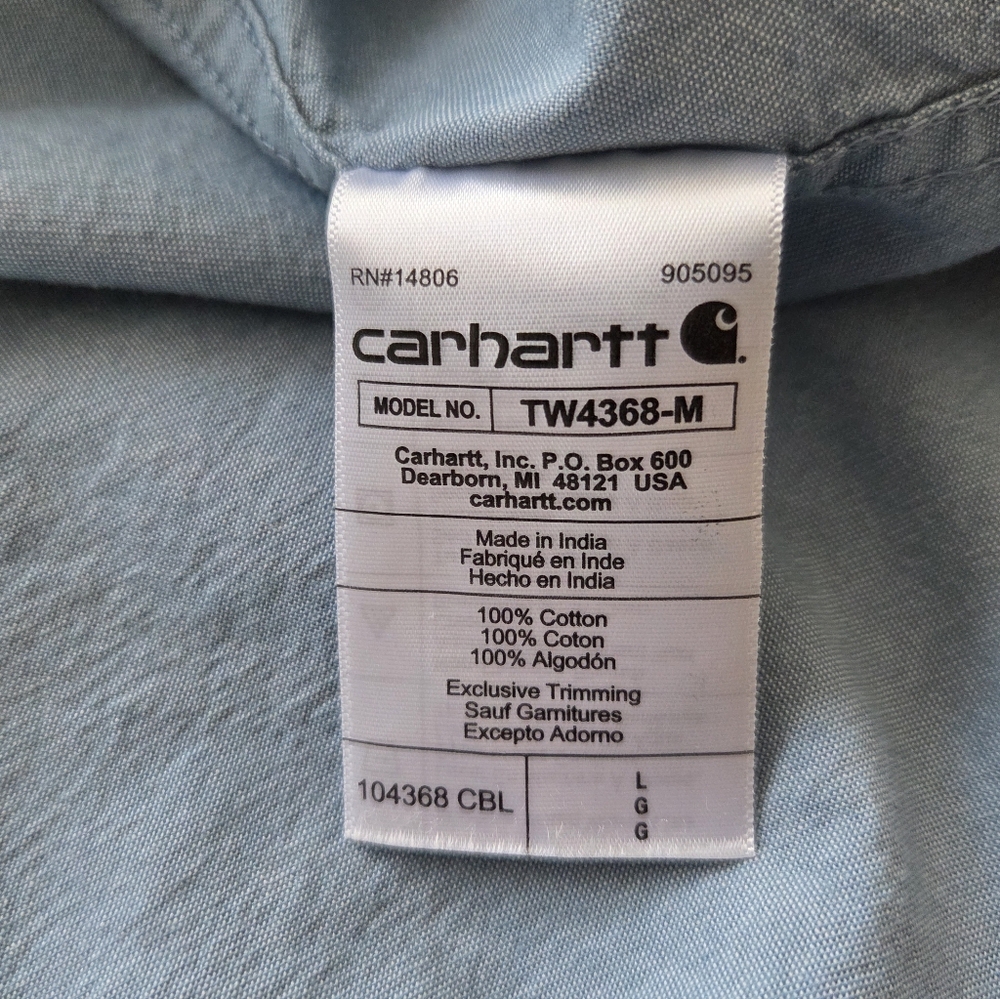 Carhartt  Sleeveless Button-Down Men's Shirt - Light Blue. - Picture 6 of 7